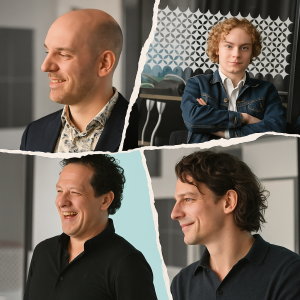 During a photoshoot I made some informal photos. Yo see a picture of four men in a frame.